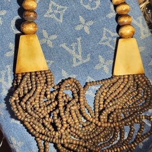 Beaded wood necklace
